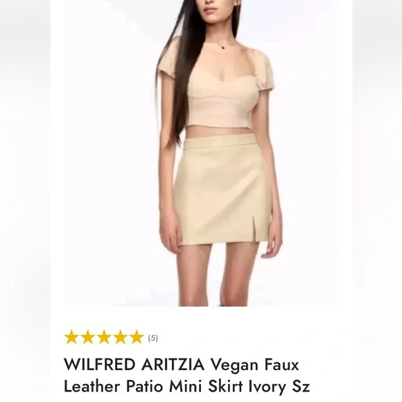 WILFRED ARITZIA Vegan Faux Leather Patio Mini Skirt 
Light brown - Picture 13 of 13